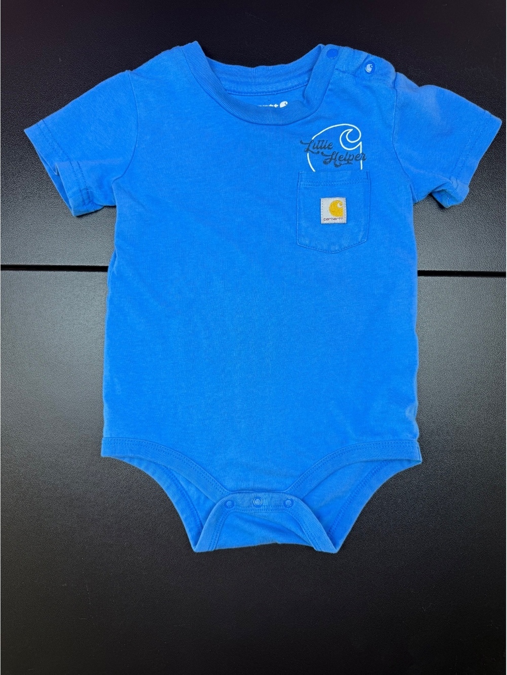 Carhartt Baby Little Helper Pocket Bodysuit 18M Blue Short Sleeve Workwear